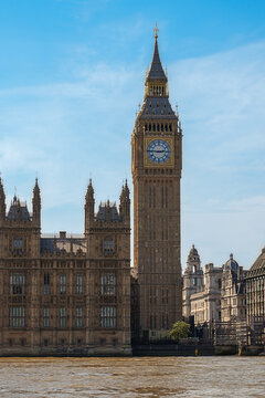 Iconic Big Ben clock tower and Houses of Parliament in London