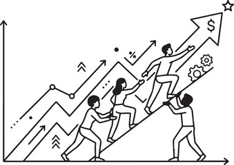 Fototapeta premium Business Growth Teamwork Vector Illustration – Financial Success Concept