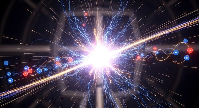 Glowing Particle Accelerator Beam Collision in Dark Laboratory
