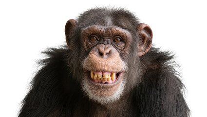 Chimpanzee showing teeth, isolated on transparent background