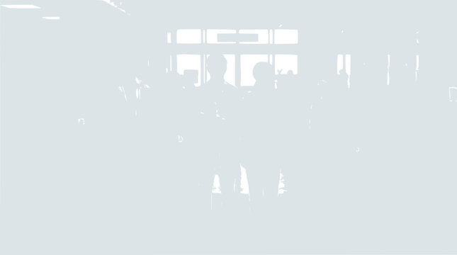 Blurred figures silhouetted against bright window light, abstract indoor scene