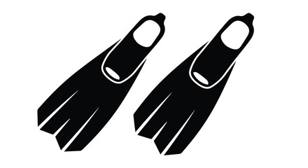 diving fins silhouette pair of black swim fins on white © MSTMAJEDA