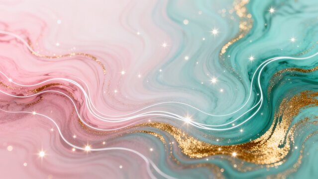 Abstract swirling pink and teal patterns