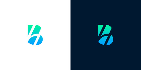 Sleek and dynamic letter B logo design, rendered with a captivating blue-green gradient, ideal for contemporary branding, technology, and corporate identity solutions © anello