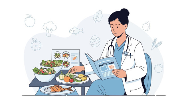 Nutritionist consulting healthy food options and diet plan