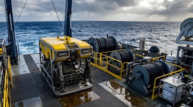 Deep Sea Exploration Equipment on Scientific Vessel