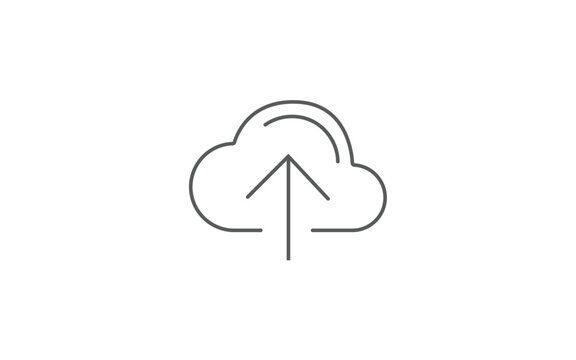 Upload icon with an upward arrow representing data backup and cloud computing. Flat illustrator vector file. High quality image