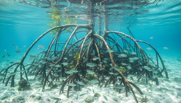 Juvenile Fish Shelter Among Mangrove Root Ecosystem