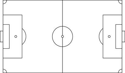 Soccer field. Football pitch. Football field dimensions and goal layouts. Player placement schemes. Court and stadium line style. Football match, futsal, mini-football league scheme. Vector © Volodymyr