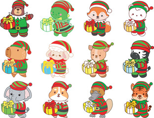 Obraz premium Cute wild animal elements icon. Fluffy pet stickers. Animals 
