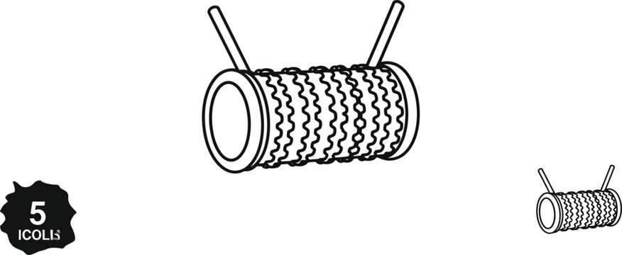 Black and white of two skeins of yarn with knitting needles