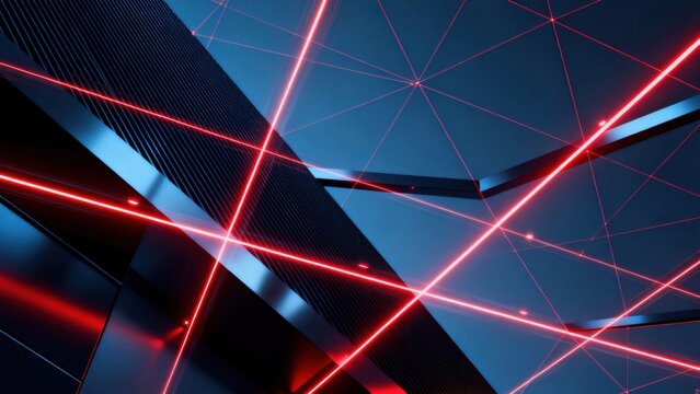Abstract neon lines and geometric shapes