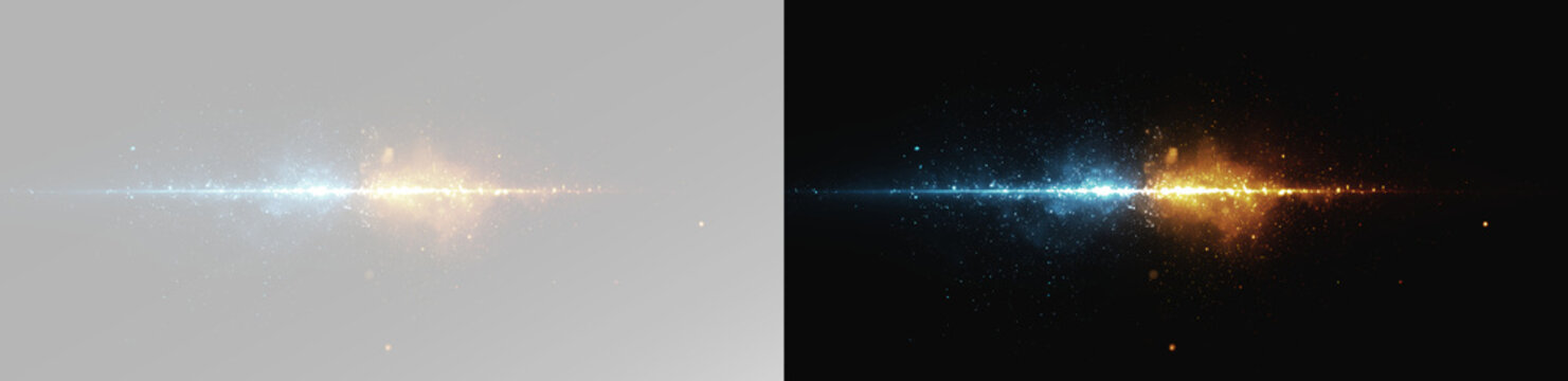 Abstract futuristic background with glowing fire and ice energy beam explosion on split screen backdrop