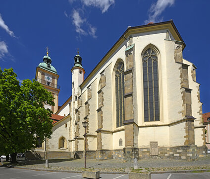 Maribor - Cathedral of St. John the Baptist with Gothic and Baroque architectural elements and a bell tower, Slovenia