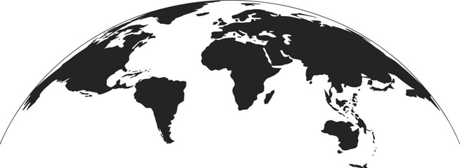 World map hemisphere icon, curved global continent silhouette, international travel background, planet earth graphic template, geographic outline design © MstAfchana