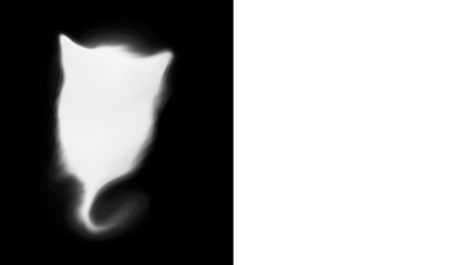 猫型の煙の吹き出し、セリフの枠　（透過素材/PNG）　ハロウィン、ホラー素材 © Bambi and Sunny