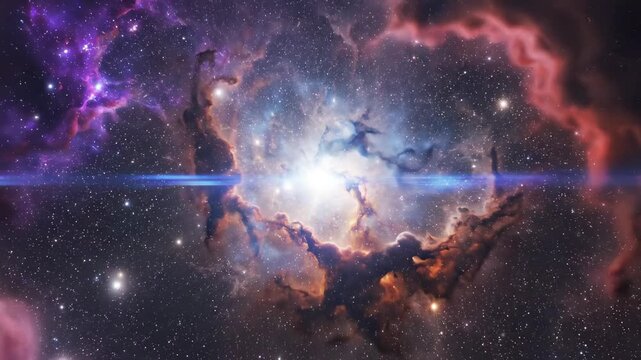 vibrant nebula in deep space, colorful cosmic clouds, stars and galaxies, abstract astronomical background, science and exploration theme