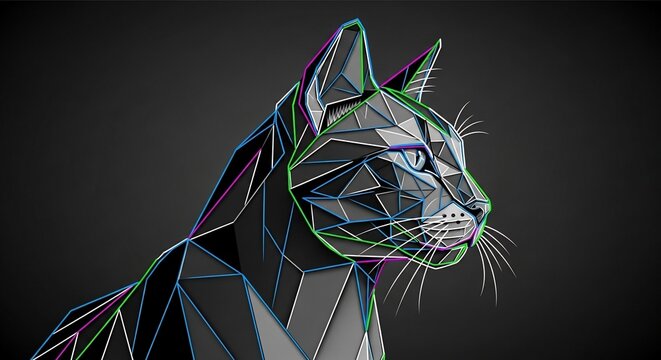 Geometric cat profile illustration