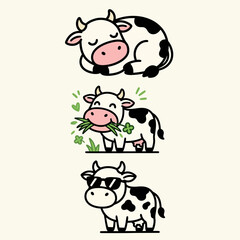 Obraz premium Cows in different happy poses.