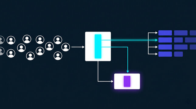 Flat Illustration of Revenue Operations SaaS Dashboard Interface with Automated Churn Mitigation Nodes and Subscription Leakage Metrics