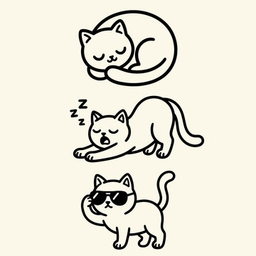 Cats in different moods and poses.