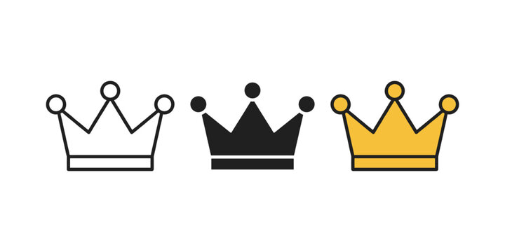 Three crowns in black, white, and gold on white background