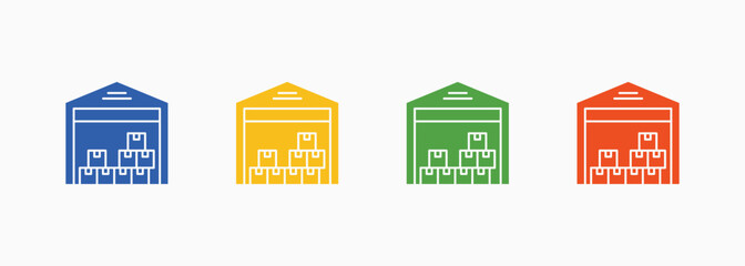 Fototapeta premium Warehouse Icon Set Color Multiple Style Collection Illustration