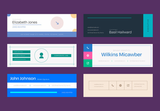 Modern Corporate Email Signature Design Collection with Minimal Professional Branding Layout