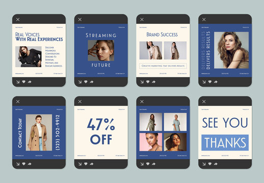 Modern Podcast Streaming Social Media Story Template Collection With Creative Marketing Layout