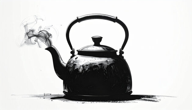 Steaming kettle illustration