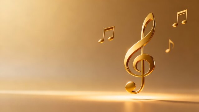 Golden musical notes and treble clef