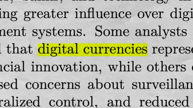 Digital Currencies Highlighted in Newspaper Article Crypto Finance and Global Money Concept
