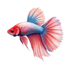 Fototapeta premium A pair of colorful fish swimming near the surface of the water against a bright white background
