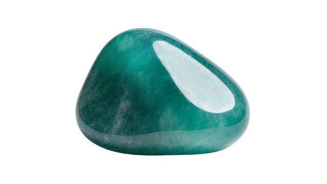 Isolated beautiful vibrant green semi-precious crystal stone with smooth polished surface