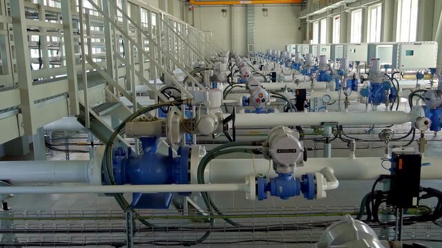 Modern water purification plant with reverse osmosis systems for desalination and purification