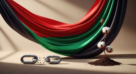 Juneteenth, U.S. federal holiday commemorating emancipation of slaves in United States, also Freedom Day, Liberation Day, Emancipation Day, on June 19, symbolizing broken chain.