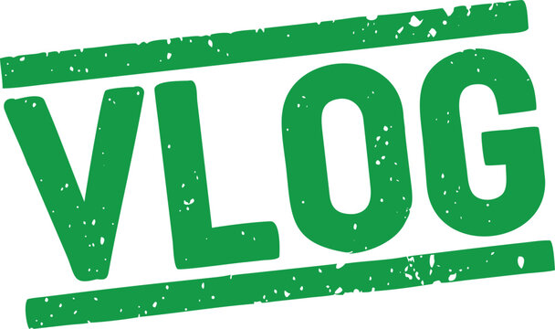 Bold green textured VLOG text with lines above and below on a clean white background