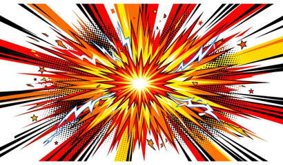 Comic Explosion Boom Background Vector with Retro Superhero Burst Effect © MdHares
