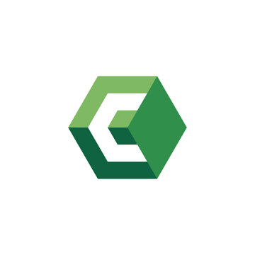 Hexagonal logo design with a stylized letter 'C' in green
