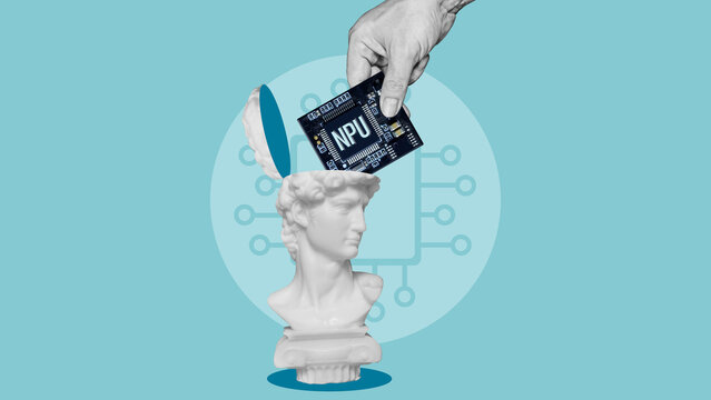 Neural processing unit NPU technology concept, artificial intelligence accelerator chip for edge computing, machine learning performance, AI hardware architecture and next generation computing power