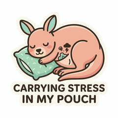 Cartoon kangaroo with joey sleeping peacefully.