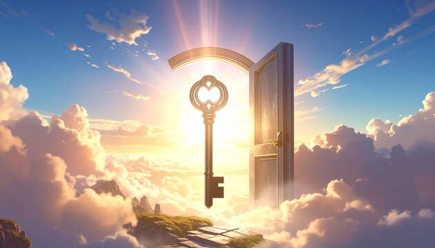 Key doorway sky clouds sunlight