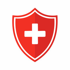 Fototapeta premium Red Shield with White Cross Icon