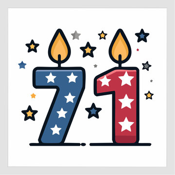 Number 71 Birthday Candles with Stars