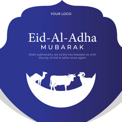 Eid ul adha eid ul fiter islamic greetings eid mubarak post design, Eid social media post, ramadhan eed Mubarak, elegant blue background Template © Abdullah