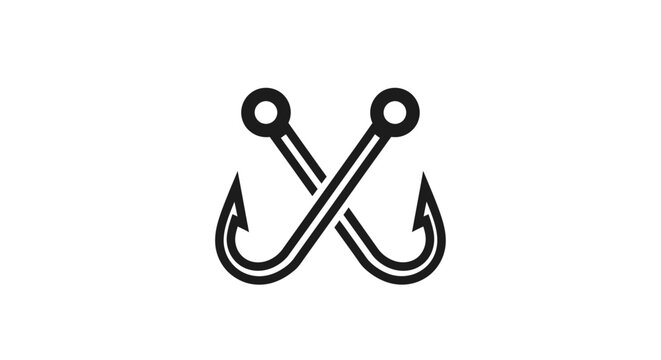 Crossed fishing hooks icon design.