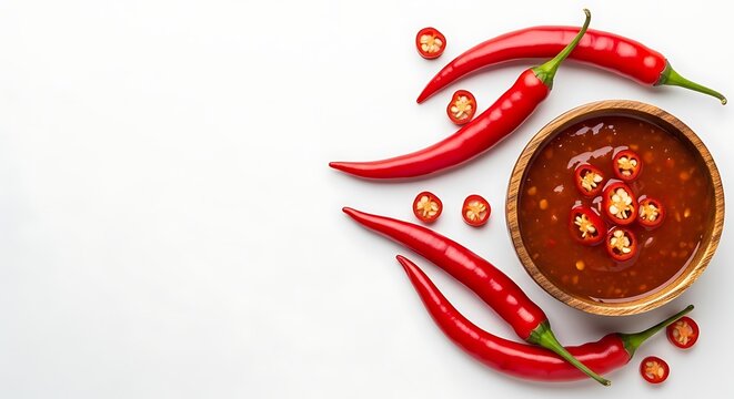 Spicy chili sauce with red peppers.