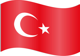 Obraz premium Realistic Turkey Waving Flag Icon 3D Glossy Country Badge Vector
