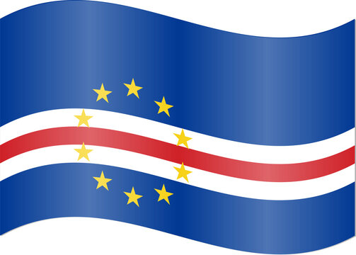 Realistic Cape Verde Waving Flag Icon 3D Glossy Country Badge Vector