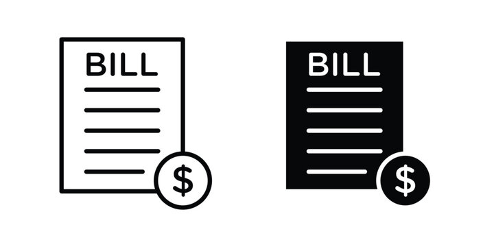 Bill paid icon set illustration. icon designs